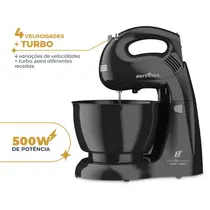 Batedeira Britânia Perola 550 Turbo Double Bowl 4 Velocidades + Turbo 500W Preto