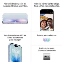 iPhone 17 Apple 256GB Câmera Dupla + Frontal 18MP 6,3” iOS 26 - Preto