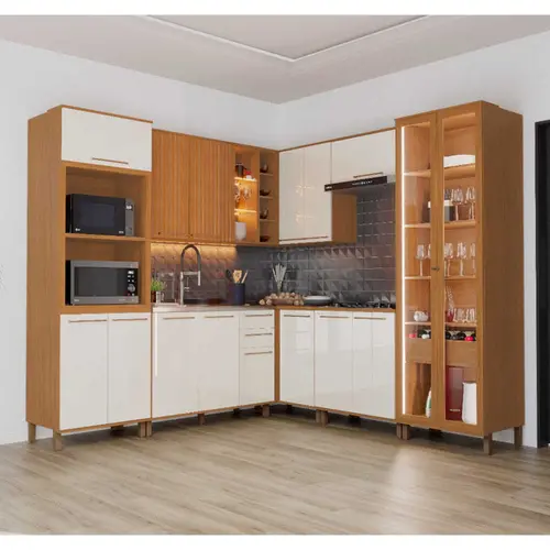 Cozinha Completa 16 Portas 3 Gavetas Indekes Damasco - Freijo/Off White