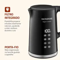 Chaleira Elétrica Mondial CE-18-DP 1,7L com Controle de Temperatura